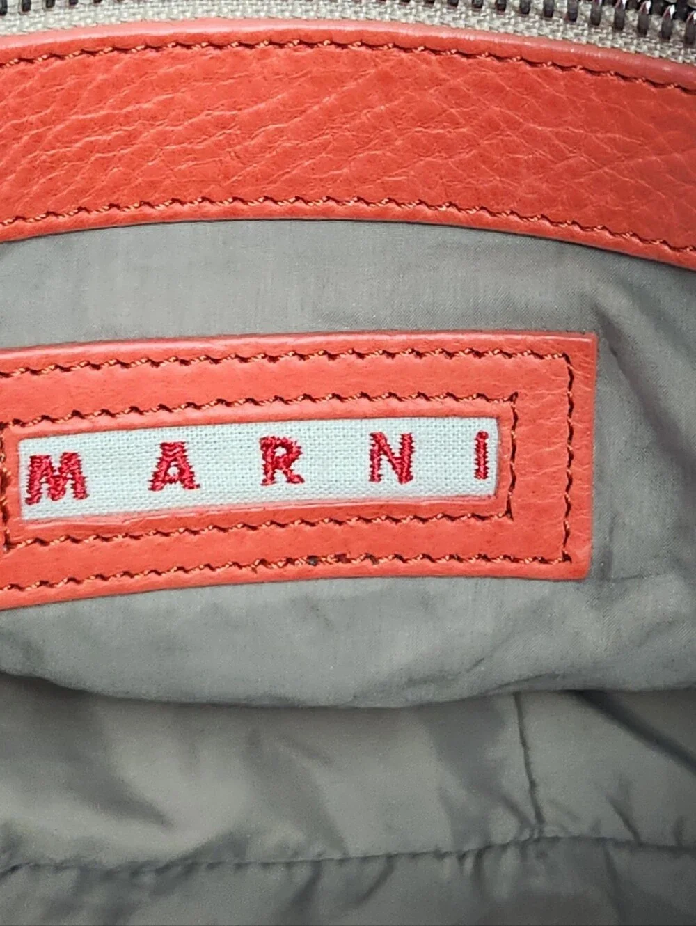 Marni Vintage Rouched Orange Leather Hobo Handbag Shoulder Bag Purse Luxury